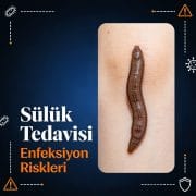 Sülük tedavisi enfeksiyon risklerini gösteren tıbbi infografik — Prof. Dr. Hakan Leblebicioğlu