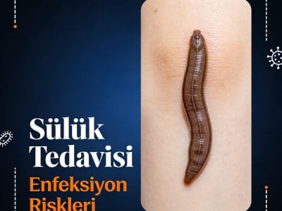 Sülük tedavisi enfeksiyon risklerini gösteren tıbbi infografik — Prof. Dr. Hakan Leblebicioğlu